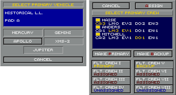 Capsule and Crew Selection for a mission